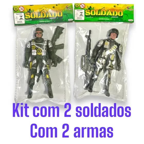 Kit 2 soldados, Exército, Força Tática, Soldadinhos, Militares Brinquedo Infantil