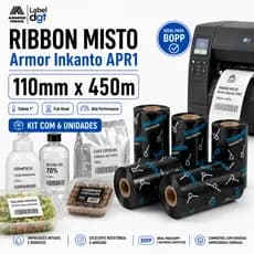 Kit 6 Ribbons Misto 110x450 Armor Inkanto APR1 Genius Zebra Argox Elgin Termica BOPP Ecommerce