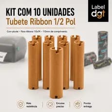 Kit 10 Tubetes Ribbon 110x74 Papelão 1/2 Polegada Impressora Zebra Argox Elgin Termica Reposição