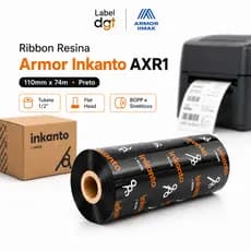 Ribbon Resina 110x74 Armor Inkanto AXR1 Etiqueta BOPP Sintética Impressora Zebra Argox Elgin