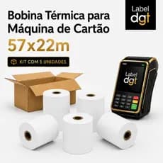 Kit 5 Bobinas Termicas 57mmx22m Comercio Industria Máquina Cartão Cupom Fiscal Papel Termico Branca