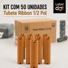 Kit 50 Tubetes Ribbon 110x74 Papelão 1/2 Polegada Impressora Zebra Argox Elgin Termica Reposição