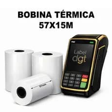 Bobina Termica 57mmx15m Comercio Industria Máquina Cartão Cupom Fiscal Papel Termico Branca