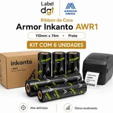 Kit 6 Ribbons Cera 110x74 Armor Inkanto AWR1 Impressora Zebra Argox Elgin Envios Ecommerce