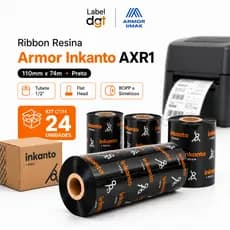Kit 24 Ribbons Resina 110x74 Armor Inkanto AXR1 Zebra Argox Elgin Etiqueta BOPP Envios Ecommerce