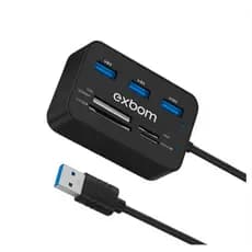 Combo Hub Usb 2.0 7 Em 1 Leitor De Cartão Micro Sd Multiport Exbom