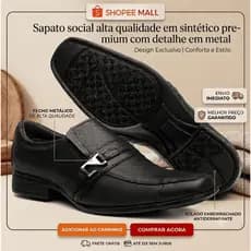 Sapato Social Alta Qualidade Sintético Premium Com Detalhe Metal
