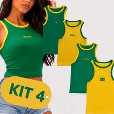 KIT 4 Regata Brasil Feminina Blusa Brasil Feminina Baby Look Brasil Feminina Blusa Copa Feminina 2026