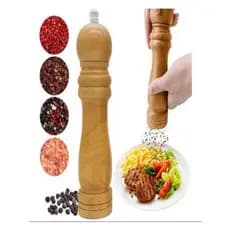 Moedor de Pimenta Sal temperos condimento profissional em Madeira com regulagem manual cor Bege