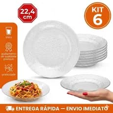 Kit 6 Prato Fundo Acqua Duralex 22,4cm