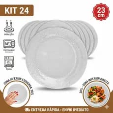 Kit 24 Pratos Rasos Acqua Duralex 23cm Vidro Transparente Conjunto Resistente Jogo de Mesa Posta