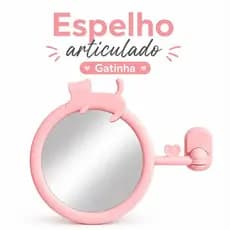Espelho Articulado De Parede Adesivo Com Moldura De Gatinho