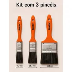 Kit Com 3 Pincéis Pincel de Pintura Trincha 19mm 25mm 50mm