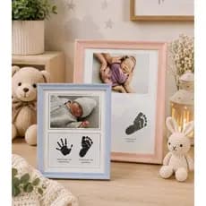 Porta Retrato Maternidade Foto Quadro Quadrinho Bebê Com Carimbo Pezinho E Maozinha