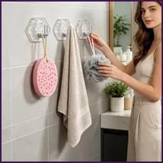 Ganchos De Parede Sem Perfuração Removível Antiderrapante Cabide Hexagonal Utilitário Pegajosos Para Toalhas De Porta De