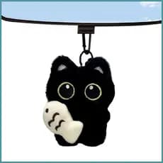Gato Chaveiro De Pelúcia Macio Colecionável Decorativo Preto Saco Charme Para Bolsas Carteiras heqoibr