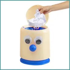 Pequena Lata De Lixo De Mesa Bonito Olhos Grandes Imprensa Tipo Dos Desenhos Animados Reciclagem Bin Com Tampa Pop-Up Ba