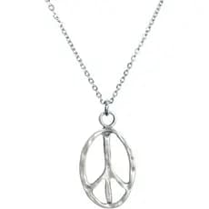 Brincos com símbolo da paz, brincos em formato de letra C, colar hippie em prata ou bronze 59HC