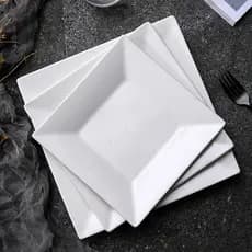 Prato de comida ocidental criativo, utensílios de mesa para Hotel, prato plano de cerâmica branca pura, prato profundo,