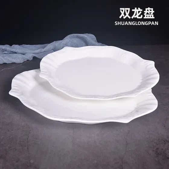 Hotel restaurante utensílios de mesa prato de jantar de cerâmica branca em formato especial prato retangular prato comer