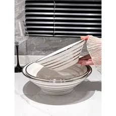 Tigela de cerâmica estilo luxo leve, tigela de Ramen, tigela de macarrão misto doméstico, chapéu, carne, macarrão, sopa,
