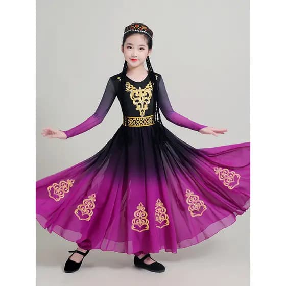 Xinjiang traje de dança infantil pequeno Guliwei Wuzu Weizu traje de dança feminino Weiwuer