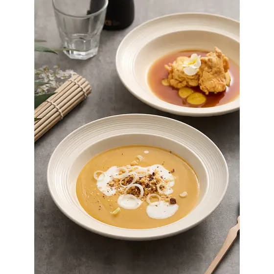Prato de macarrão doméstico High-End nórdico ocidental comida talheres tigela conjunto cerâmica salada comercial redonda