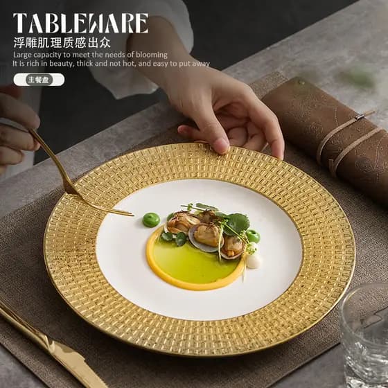 Talheres de mesa luz luxo Premium conjunto placa salada vegetal placa principal cerâmica sentido comida ocidental bife p