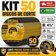 Kit 50 Discos de Corte Startools 4 1/2 Metal Inox 115x1,0x22,2mm