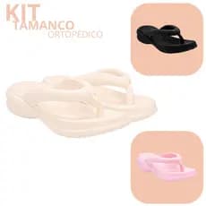 Kit Chinelo Feminino Tamanco Ortopédico Macio Leve Confortável