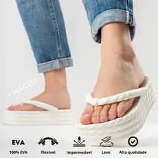 Chinelo Tamanco Sandália Feminino Nuvem Trançado Camadas Plataforma EVA Leve Macio Confortável
