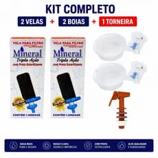 Kit Para Filtro de Barro 2 Velas Tripla Ação + 2 Boias + 1 Torneira