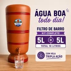 Filtro de Barro Completo 5 Litros + 5 Litros com Vela, Boia e Torneira