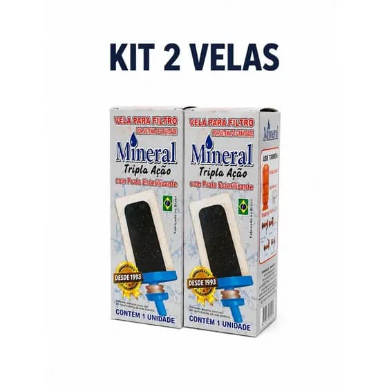 Kit 2 Velas Para Filtro De Barro Mineral Tripla Ação