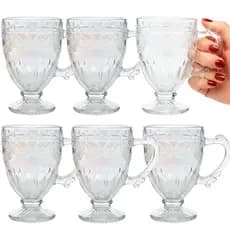 kit Jogo 6 Caneca de Vidro 190ml Milão Furta cor Transparente Para Capuccino Chá Café canecas