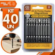 Kit Bits Ponteiras Pontas Duplas Magnéticas Fenda e Philips 65mm Parafusadeira Multiuso Praticidades