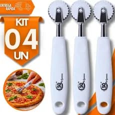 Combo de Cortador Massa Pastel Pizza Corta Fecha Carretilhas Multiuso 17,5Cm Aço Inox Utensílios De Cozinha
