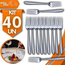 Kit de Garfos Sobremesa Aço Inox Premium Essencial Cozinha Buffet Restaurantes Talheres Premium