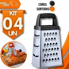 Conjunto de Raladores 4 Faces inox Cabo Plástico Legumes Queijo Cozinha Restaurantes Buffet Cor Sortida Utensílios