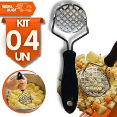 Kit Cozinha Amassador Espremedor Batata Mandioquinha Inox Manual Resistente Qualidade