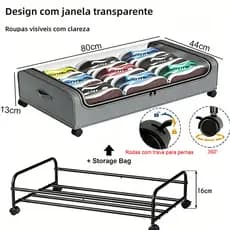 Armazenamento Embaixo Da Cama Com Rodas Tampas Rolando Sob O Recipiente Gaveta Para Roupas Sapatos
