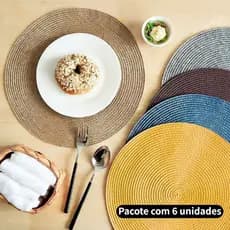 6 Jogo Americano Souplast Redondo 40cm-tecido estilo Jantar Mesa Posta Cozinha