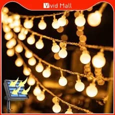 Vivid Varal De Luzes LED Solar 5M 7M 12M Luzes Decorativas Jardim Área Externa Casamento Natal