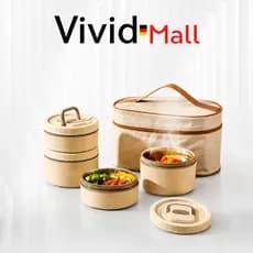 Vivid Kit Marmita Térmica Aço 304 Portátil com Bolsa Isolante Vedação Hermética para Micro-ondas