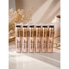 Base Facial Líquida Com Pincel Alta Cobertura Matte Corretivo E Contorno