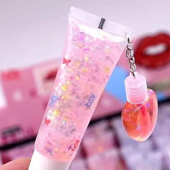 Kit c/6 Lip Gloss 2 em 1 + Pingente de Mini Gloss Magico Variados