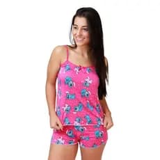 Short Doll Feminino Adulto em Poliéster Estampado Short Doll Feminino Conforto ao Dormir.