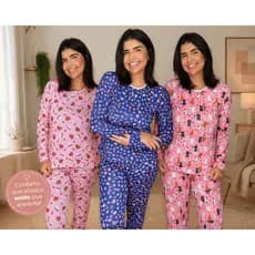 Pijama de Inverno Feminino Estampado Roupa de Dormir Super Confortável