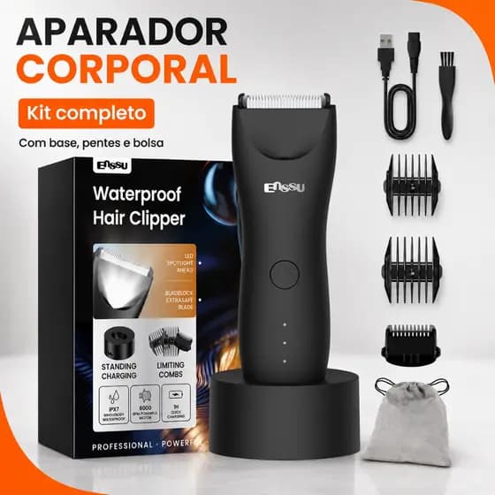 Aparador de Pelos Masculino Elétrico Sem Fio à Prova d’Água para Barba Virilha e Corpo Kit Completo