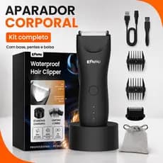 Aparador de Pelos Masculino Elétrico Sem Fio à Prova d’Água para Barba Virilha e Corpo Kit Completo